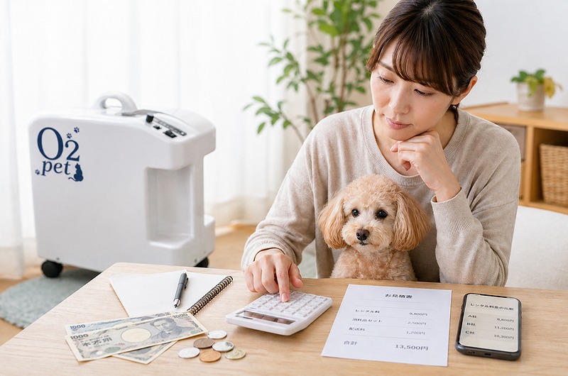 オーツーペットのレンタル料金を確認するイメージ